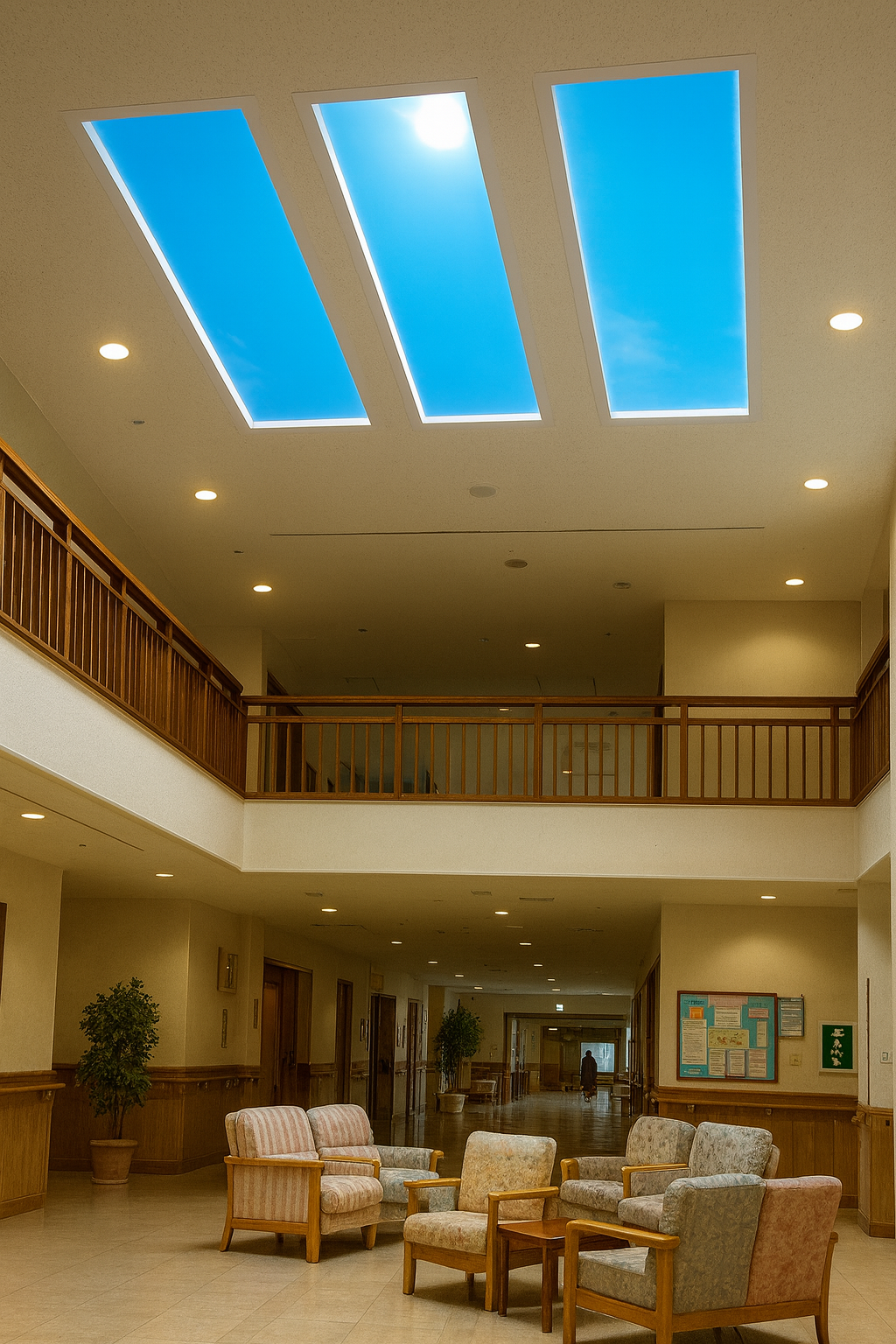 บล็อกบริษัทล่าสุดเกี่ยวกับ โซลูชันแสงสว่างจากโคมไฟสกายไลท์สำหรับศูนย์ดูแลผู้สูงอายุ