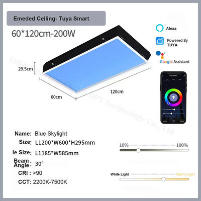 ซื้อ Tuya Remote Controller Faux Skylight Panels L1200 W600 H295mm CCT 2100K 7500K Ideal for Commercial Spaces and Office Lighting Solutions การผลิตออนไลน์