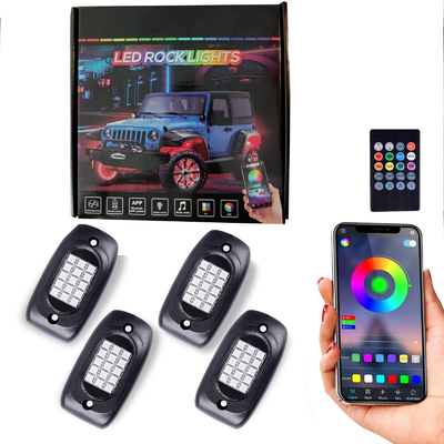 ไฟ RGB Rock ที่เสถียร DC 12V พร้อมรีโมทคอนโทรล 8Pcs Neon Underglow