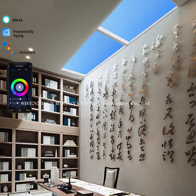 แผงฝ้าเพดานสกายไลท์เสมือน Tuya หรี่แสงได้ในทางปฏิบัติ 1150x140 หลายฉาก