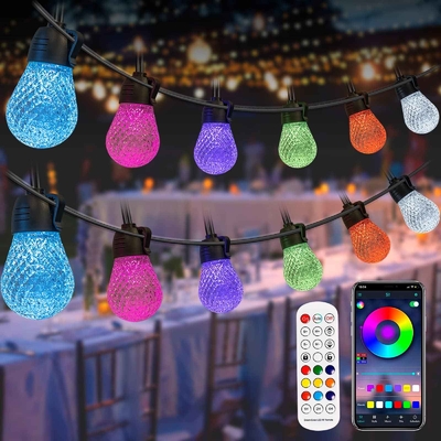 งานแต่งงานกลางแจ้ง RGB String Light 49FT กันน้ำรีโมทคอนโทรล
