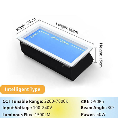 L600*W300*H150mm แผ่นฟ้า LED สําหรับความสูงสํารองเพดาน 300mm ไฟประหยัดพลังงาน