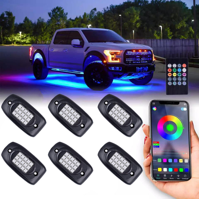 IP68 กันน้ำ RGB Multicolor Rock Lights การควบคุมบลูทู ธ ไร้สาย