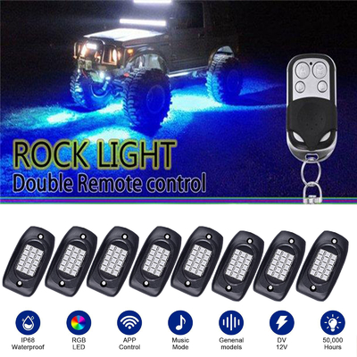 Multi Scene 8 Pod RGB Rock Lights การควบคุมแอพที่เสถียรด้วยโหมดเพลง