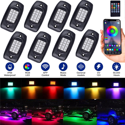 ชุดไฟ LED Rock Light RGB สำหรับรถยนต์, ไฟ LED Rock Light เปลี่ยนสี 6000K