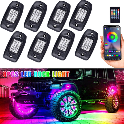 6000K 12VDC Bluetooth Rock Lights, ไฟ LED RGB Pod แบบพลาสติก