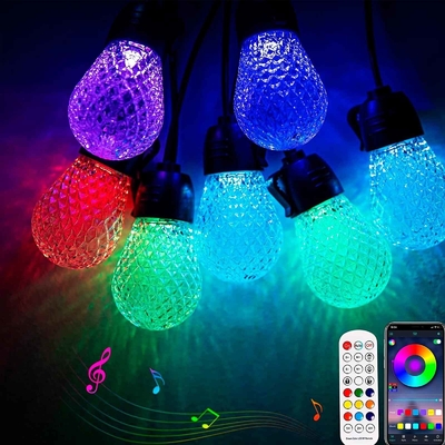 หรี่แสงได้ 48ft RGB String Light Waterproof DC12V 15 Bulbs App Control