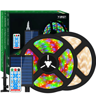 ไฟ LED Strip พลังงานแสงอาทิตย์แบบหลายฉาก, แถบ LED RGB กันน้ำในร่ม