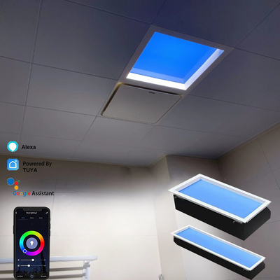 พื้นที่ส่งแสง 90% ปรับปานไฟฟ้าปลอมในรูปสี่เหลี่ยมด้วย Tuya Control 100V-240V